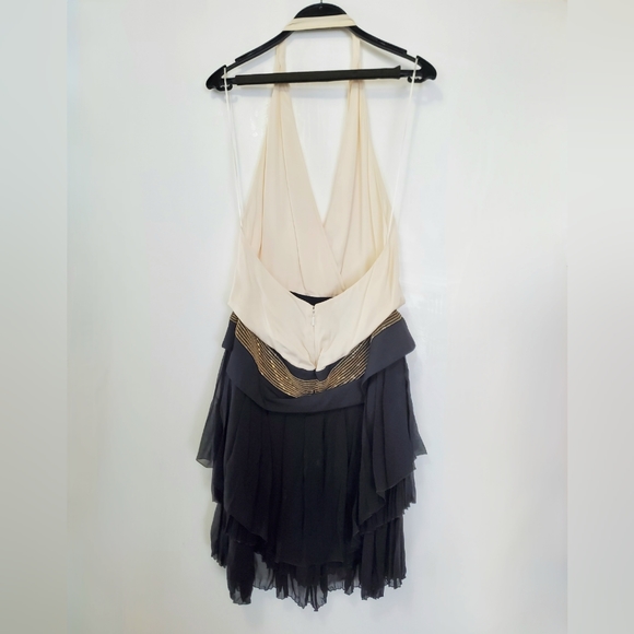 VINTAGE GUCCI Spring 2012 Drop Waist Dress Black White & Gold Size 40 - Picture 7 of 11